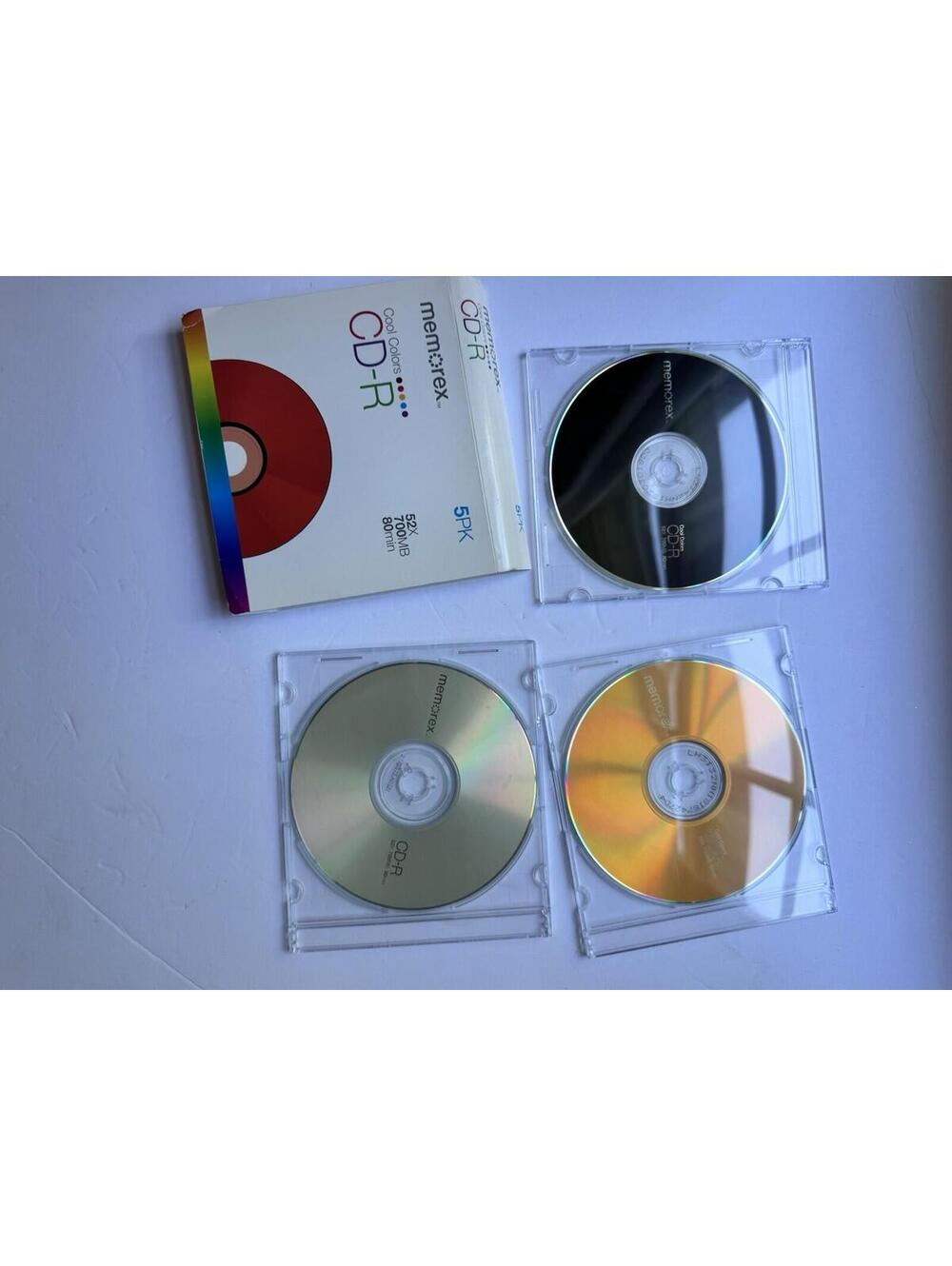 Memorex Cool Colors CD-R 52X 700MB 80 min (3 Pack) Blank Media Open Box